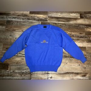 Bogner Vintage Thick Blue Wool Embroidered Sweater Size Large